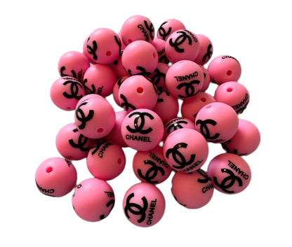 CC Letters Designer Inspired Silicone Round Bead for Beadable Pens, Stylus, Pencils, Keychains and More