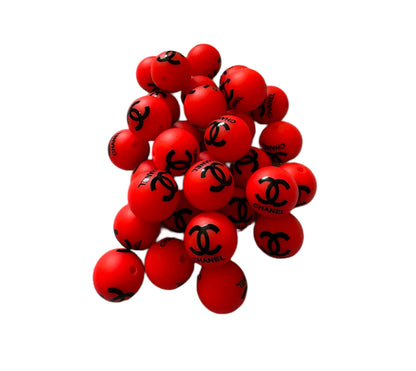 CC Letters Designer Inspired Silicone Round Bead for Beadable Pens, Stylus, Pencils, Keychains and More