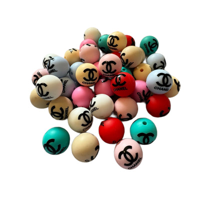 CC Letters Designer Inspired Silicone Round Bead for Beadable Pens, Stylus, Pencils, Keychains and More