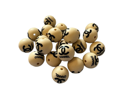 CC Letters Designer Inspired Silicone Round Bead for Beadable Pens, Stylus, Pencils, Keychains and More