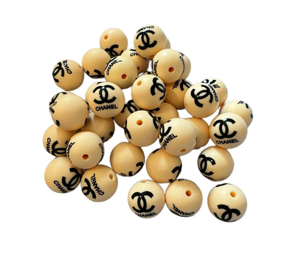 CC Letters Designer Inspired Silicone Round Bead for Beadable Pens, Stylus, Pencils, Keychains and More