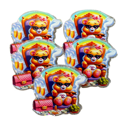 5 Pieces CC Designer Inspired Care Bear Flatback One Sided Planar Acrylic for Keychains, Badge Reels, Earrings and More!