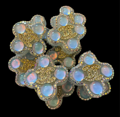 CC Clover Designer Inspired Acrylic Bead with Rhinestones for Beadable Pens, Stylus, Pencils, Keychains and More!