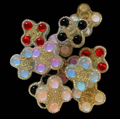 CC Clover Designer Inspired Acrylic Bead with Rhinestones for Beadable Pens, Stylus, Pencils, Keychains and More!