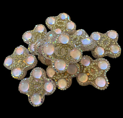CC Clover Designer Inspired Acrylic Bead with Rhinestones for Beadable Pens, Stylus, Pencils, Keychains and More!