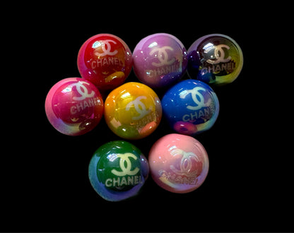 CC Colorful Designer Inspired Acrylic Bead with White Lettering for Beadable Pens, Stylus, Pencils, Keychains and More