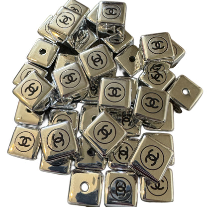 CC Silver Designer Inspired Acrylic Cube Bead for Beadable Pens, Stylus, Pencils, Keychains and More!
