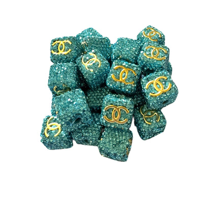 CC Rhinestone Cube Designer Inspired Bead for Beadable Pens, Stylus, Pencils, Keychains and More!