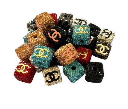 CC Rhinestone Cube Designer Inspired Bead for Beadable Pens, Stylus, Pencils, Keychains and More!