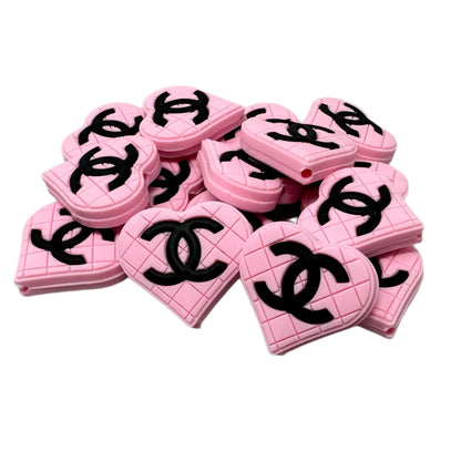 CC Heart Designer Inspired Silicone Focal Bead for Beadable Pens, Stylus, Pencils, Keychains and More