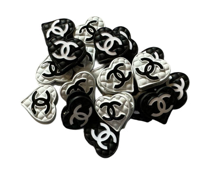 CC Metal and Rhinestone Cushioned Heart Designer Inspired Bead for Beadable Pens, Stylus, Pencils, Keychains and More!