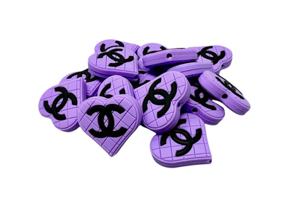 CC Heart Designer Inspired Silicone Focal Bead for Beadable Pens, Stylus, Pencils, Keychains and More