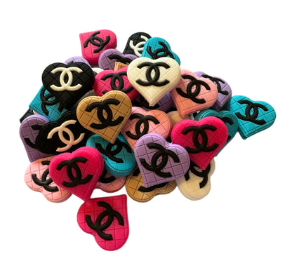 CC Heart Designer Inspired Silicone Focal Bead for Beadable Pens, Stylus, Pencils, Keychains and More