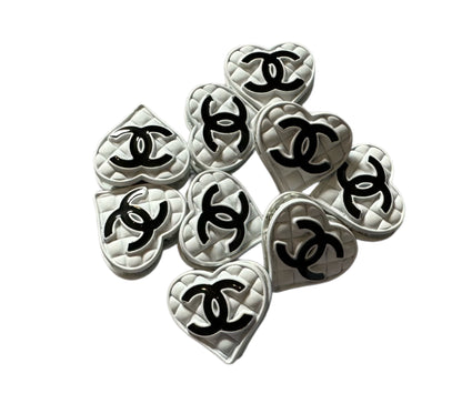 CC Metal and Rhinestone Cushioned Heart Designer Inspired Bead for Beadable Pens, Stylus, Pencils, Keychains and More!