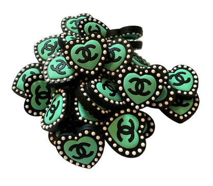CC Heart with Dots Designer Inspired Silicone Focal Bead for Beadable Pens, Stylus, Pencils, Keychains and More