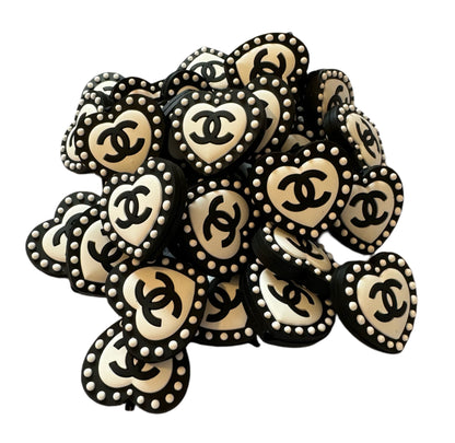 CC Heart with Dots Designer Inspired Silicone Focal Bead for Beadable Pens, Stylus, Pencils, Keychains and More