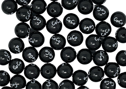 CC Black Coco Designer Inspired Acrylic Bead with White Lettering for Beadable Pens, Stylus, Pencils, Keychains and More!