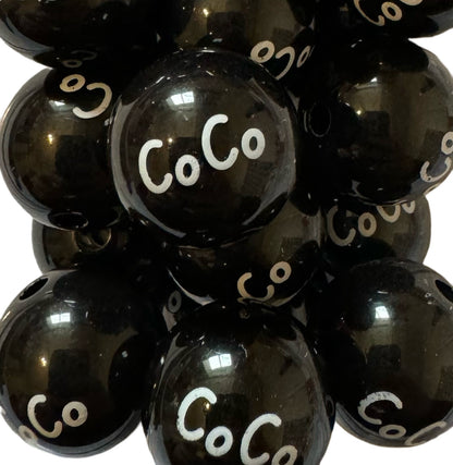 CC Black Coco Designer Inspired Acrylic Bead with White Lettering for Beadable Pens, Stylus, Pencils, Keychains and More!
