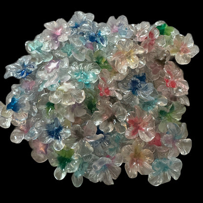 20mm Transparent Luminous Resin Open Blossom Flower Flatback Cabochon. Perfect for Your DIY Projects for Water Bottles, Phone Cases & More!