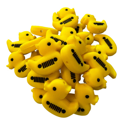 Yellow Duck with a Vehicle Grill Silicone Focal Bead for Beadable Pens, Stylus, Pencils, Keychains and More.  Great for Duck, Duck Jeep!