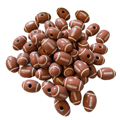 12mm x 18mm Sports Themed Acrylic Football Beads for Beadable Pen, Keychains, Bracelets and More!  Perfect for Your DYI Creations!