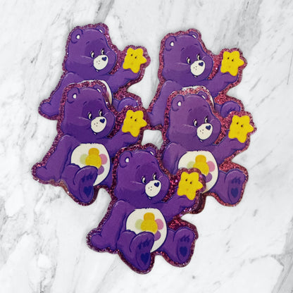 5 Pieces Care Bear Mix or One Design Planar Acrylic with Glitter Back for Keychains, Badge Reels, Earrings and More!