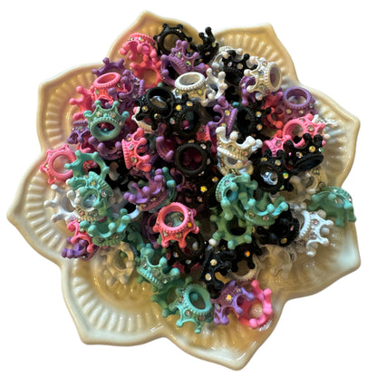 Small Colored Metal and Rhinestone Crown Beads or Spacers for Beadable Pen, Stylus, Keychain, Bracelet and more.