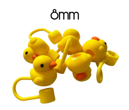 2 Pieces 8mm or 10mm 3D Yellow Duck Silicone Straw Topper.  Will Fit Stanley Straws and More! Great for Cruising Ducks or Duck, Duck Jeep!