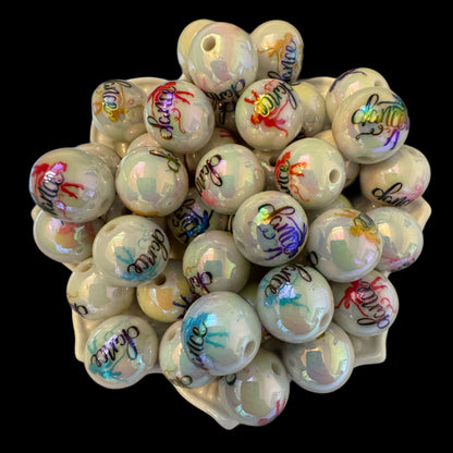 15.5mm Figure Dancing Acrylic Dance Beads with Aurora Borealis Coating for Beadable Pens, Keychain and More!