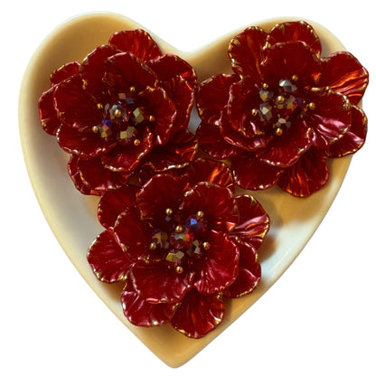 2 Pieces Beautiful Handmade Double Layer Flat Back Acrylic Flower with Individual Petals and Gold Highlights Cabochon for Your DIY Creation