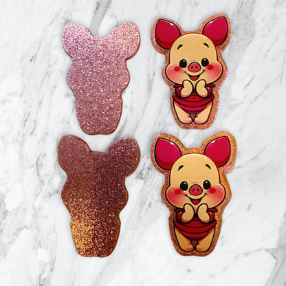 5 Pieces Cute Piglet Winnie the Honey Bear's Friend One Sided Flatback Planar Acrylic with Glitter Back for Keychains, Badge Reels, Earrings and More!