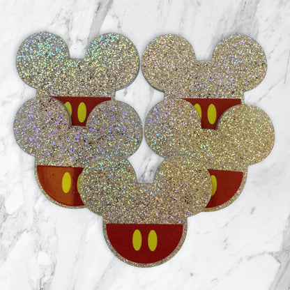 5 Pieces Mickey and Minnie Mouse Head Mix or One Design Planar Acrylic with Glitter Back for Keychains, Badge Reels, Earrings and More!