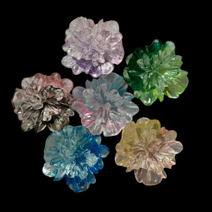 23mm Transparent Luminous Resin Camilla Flower Flatback Cabochon. Perfect for Your DIY Projects for Water Bottles, Phone Cases & More!