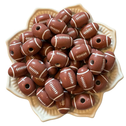 12mm x 18mm Sports Themed Acrylic Football Beads for Beadable Pen, Keychains, Bracelets and More!  Perfect for Your DYI Creations!