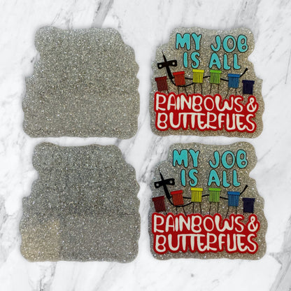 5 Pieces My Job is All Rainbows and Butterflies Phlebotomist Medical Planar Acrylic for Keychains, Badge Reels, Earrings and More! 2 Different Styles Available!