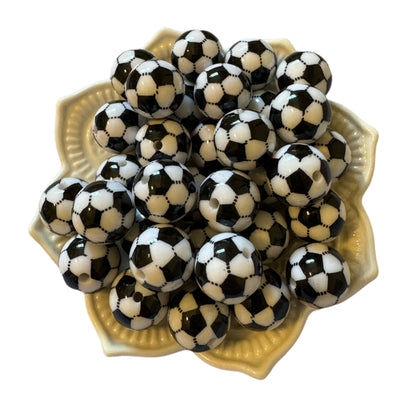 16mm Sports Themed Acrylic Soccer Ball Beads for Beadable Pen, Keychains, Bracelets and More!  Perfect for Your DYI Creations!