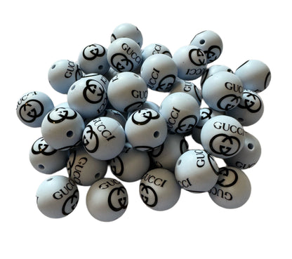 GG Letters Designer Inspired Silicone Round Bead for Beadable Pens, Stylus, Pencils, Keychains and More