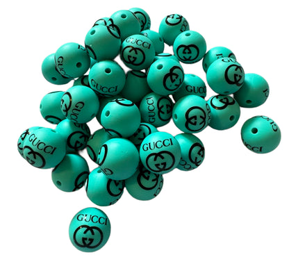 GG Letters Designer Inspired Silicone Round Bead for Beadable Pens, Stylus, Pencils, Keychains and More