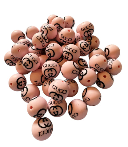 GG Letters Designer Inspired Silicone Round Bead for Beadable Pens, Stylus, Pencils, Keychains and More