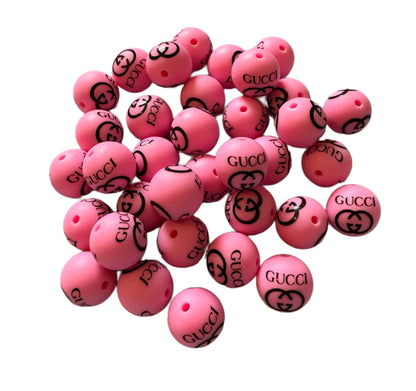 GG Letters Designer Inspired Silicone Round Bead for Beadable Pens, Stylus, Pencils, Keychains and More