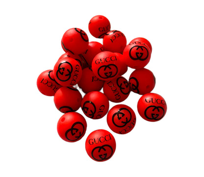 GG Letters Designer Inspired Silicone Round Bead for Beadable Pens, Stylus, Pencils, Keychains and More