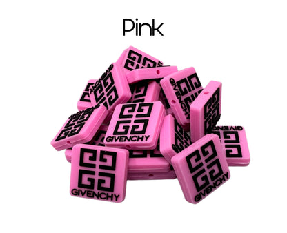 Givenchy Square Designer Inspired Silicone Focal Bead for Beadable Pens, Stylus, Pencils, Keychains and More