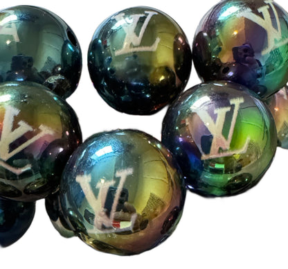 LV 20mm Black AB Designer Inspired Acrylic Bead for Beadable Pens, Stylus, Pencils, Keychains and More!