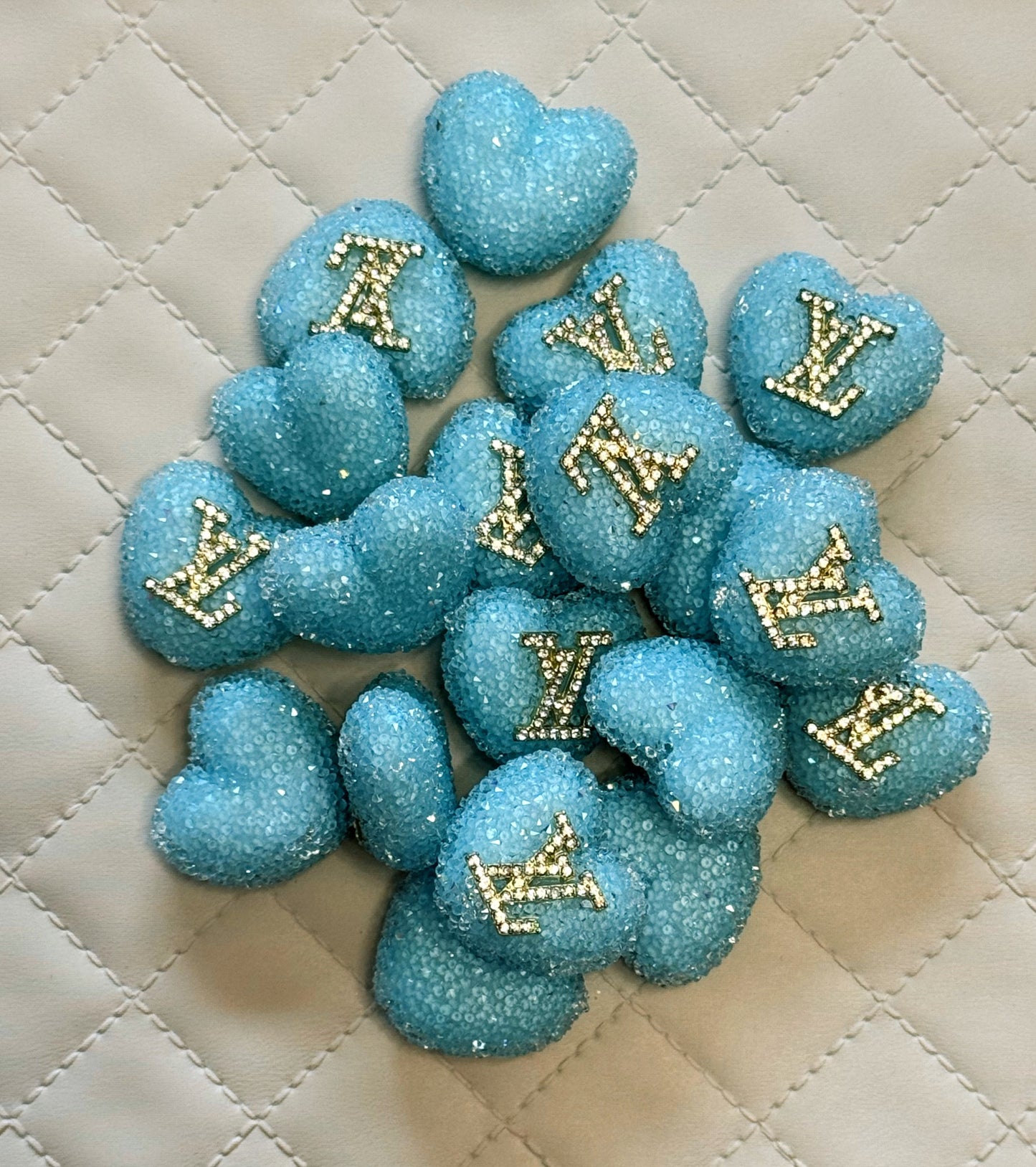 Single Sided LV Sugar Heart Designer Inspired Bead for Beadable Pens, Stylus, Pencils, Keychains and More!
