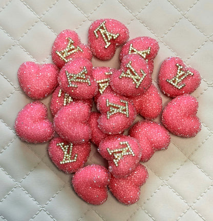 Single Sided LV Sugar Heart Designer Inspired Bead for Beadable Pens, Stylus, Pencils, Keychains and More!