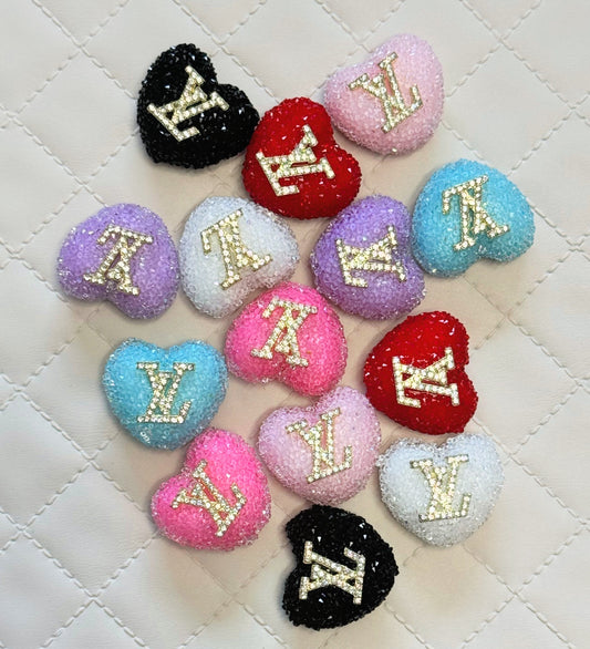 Single Sided LV Sugar Heart Designer Inspired Bead for Beadable Pens, Stylus, Pencils, Keychains and More!