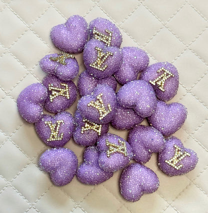 Single Sided LV Sugar Heart Designer Inspired Bead for Beadable Pens, Stylus, Pencils, Keychains and More!