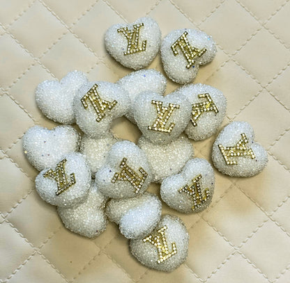 Single Sided LV Sugar Heart Designer Inspired Bead for Beadable Pens, Stylus, Pencils, Keychains and More!
