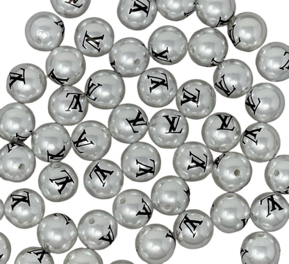 LV White Pearl Effect Designer Inspired Acrylic Bead for Beadable Pens, Stylus, Pencils, Keychains and More!