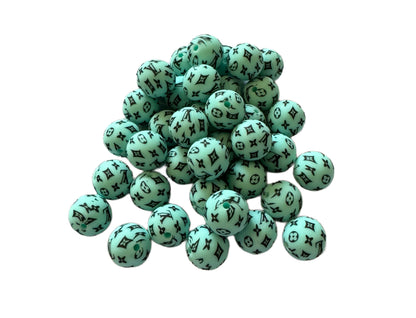 LV Letters Designer Inspired Silicone Round Bead for Beadable Pens, Stylus, Pencils, Keychains and More